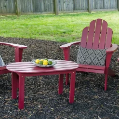 Red Acacia Wood Oval Adirondack Coffee Table