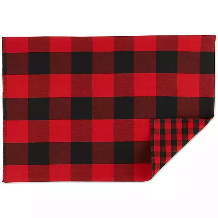 Red and Black Gingham Placemats, Set of 4