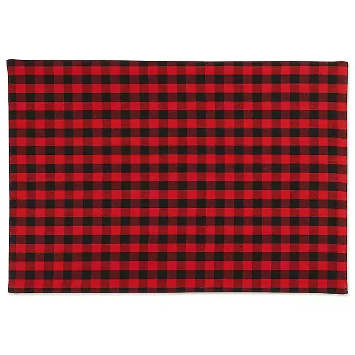Red and Black Gingham Placemats, Set of 4