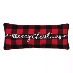 Red and Black Plaid Merry Christmas Pillow