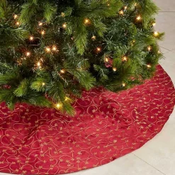 Red and Gold Emboidered Tree Skirt
