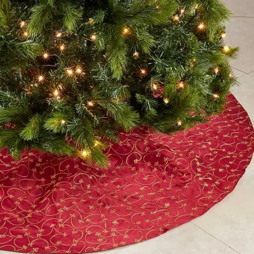 Red and Gold Emboidered Tree Skirt