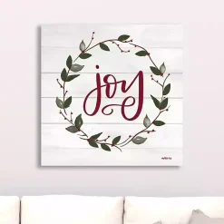 Red and Green Joy Wreath Canvas Art Print