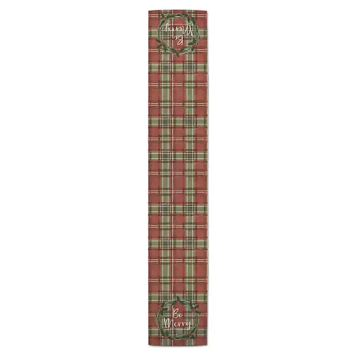 Red and Green Plaid Be Merry Table Runner