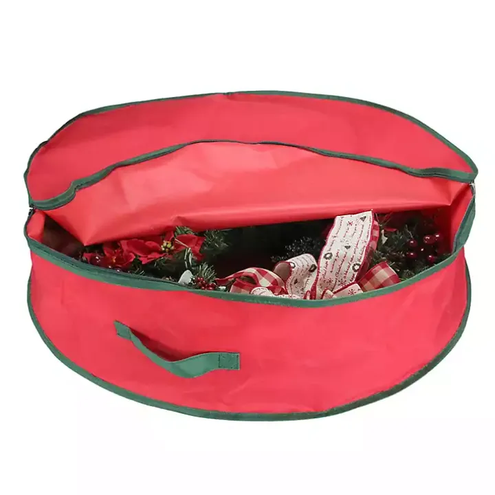 Red and Green Wreath Storage Bag