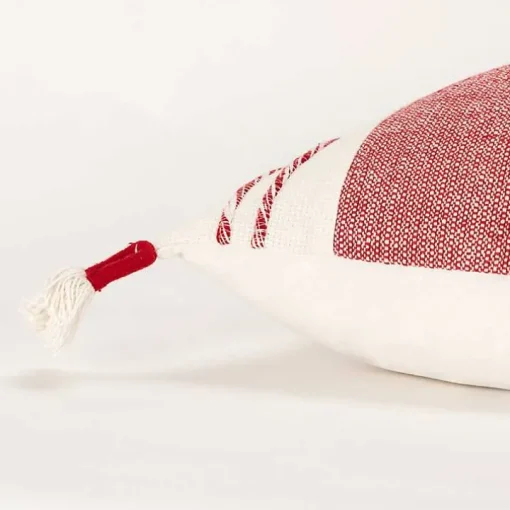Red and Ivory Color Block Pillow