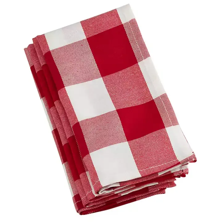 Red and White Buffalo Check Napkins, Set of 4