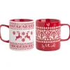 Red and White Reindeer Sweater Mugs, Set of 2