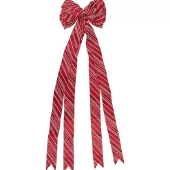 Red and White Striped Bow Tree Topper