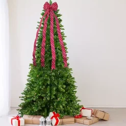 Red and White Striped Bow Tree Topper