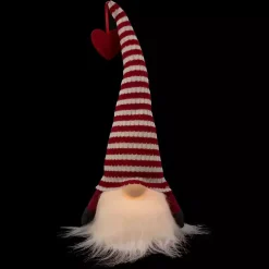 Red and White Striped LED Valentine Gnome