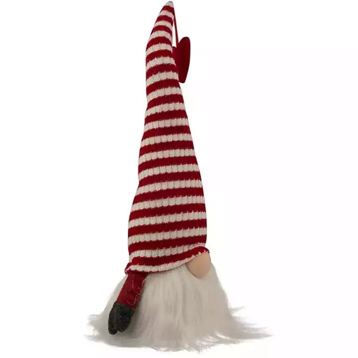 Red and White Striped LED Valentine Gnome