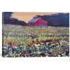 Red Barn and Flowers Canvas Art Print