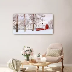 Red Barn Winter Wonderland Canvas Print, 40x20 in.