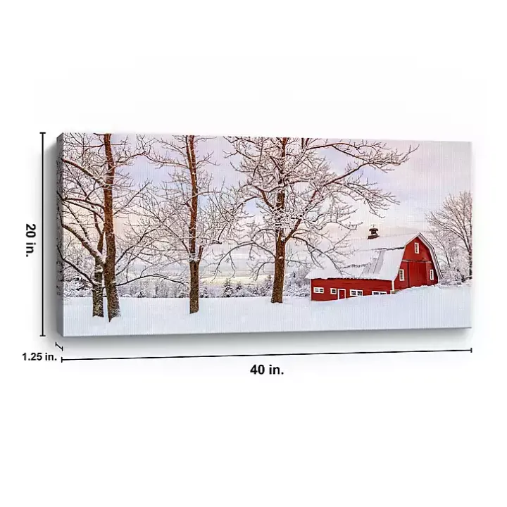 Red Barn Winter Wonderland Canvas Print, 40x20 in.