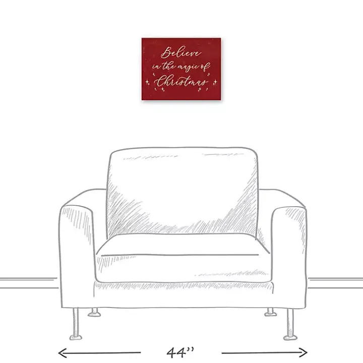 Red Believe Magic of Christmas Canvas Wall Plaque