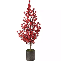 Red Berry Christmas Arrangement in Metal Pot