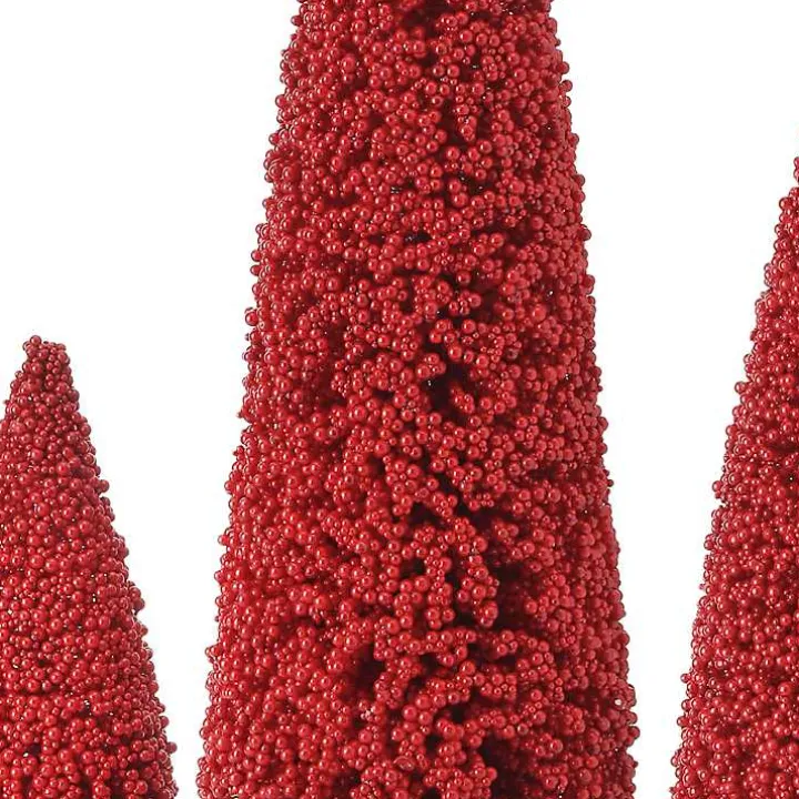 Red Berry Cone Christmas Trees, Set of 3