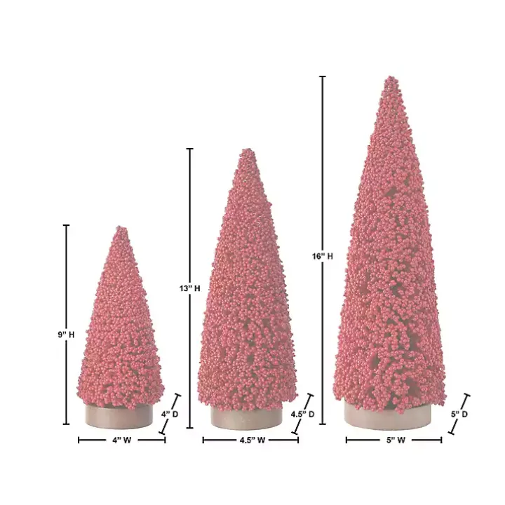 Red Berry Cone Christmas Trees, Set of 3