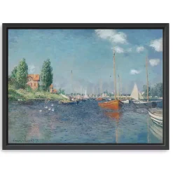 Red Boats, Argenteuil Framed Canvas Art Print