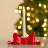 Red Bow Taper Candle Holder