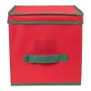 Red Canvas Label Christmas Ornament Storage Box