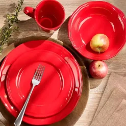 Red Ceramic Soft Scallop 16-pc. Dinnerware Set