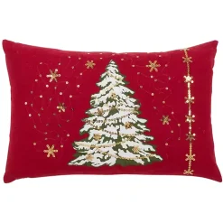 Red Christmas Tree LED Accent Pillow