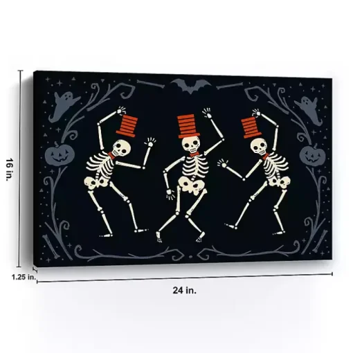 Red Dancing Skeletons Halloween Wall Plaque