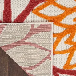 Red Floral Burst Outdoor Area Rug, 5x7