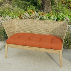 Red French Edge Outdoor Wicker Settee Cushion