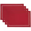 Red Hemstitch Laser-Cut Placemats, Set of 4