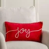 Red Joy Embroidered Lumbar Pillow
