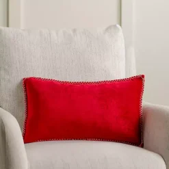 Red Joy Embroidered Lumbar Pillow