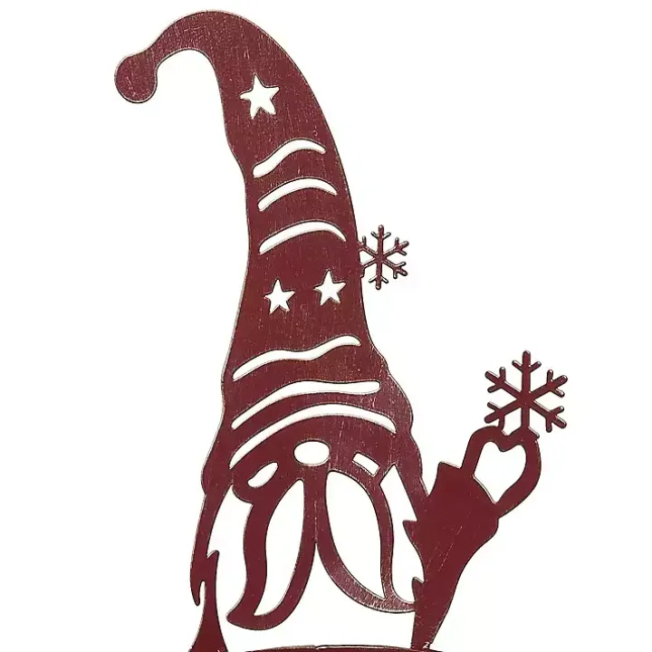 Red Metal Christmas Gnome Bowl, 16 in.