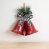 Red Metal Dual Bells with Greenery