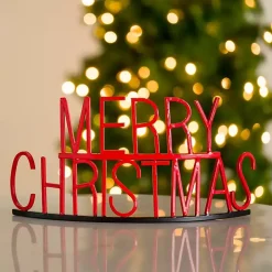 Red Metal Merry Christmas Tabletop Sign