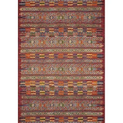 Red Multicolor Southwestern Outdoor Area Rug, 7x11