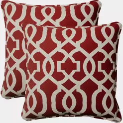 Red New Geometric Outdoor Pillows, Set of 2