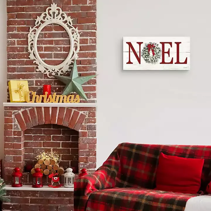 Red Noel Wreath Canvas Art Print