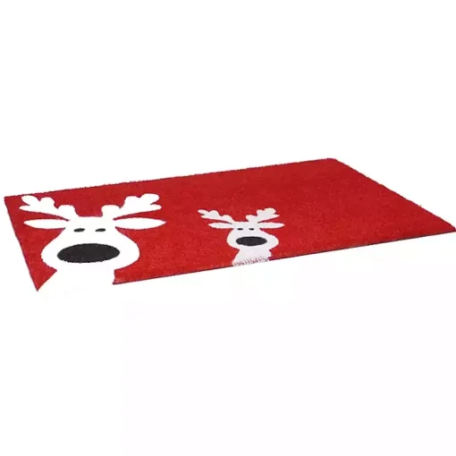 Red Peeking Reindeer Doormat
