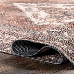 Red Persian Medallion Washable Area Rug, 3x5