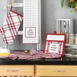 Red Plaid Eat Drink Enjoy 4-pc. Dish Towel Set