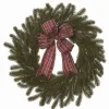 Red Plaid Ribbon Evergreen Christmas Wreath