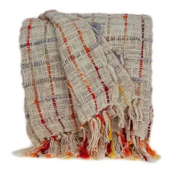 Red Primitive Squares Handloomed Throw Blanket