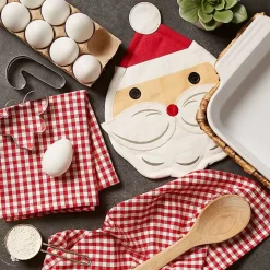 Red Santa Gingham 3-pc. Dishtowel & Potholder Set