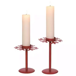 Red Snowflake Christmas Candle Holders, Set of 2