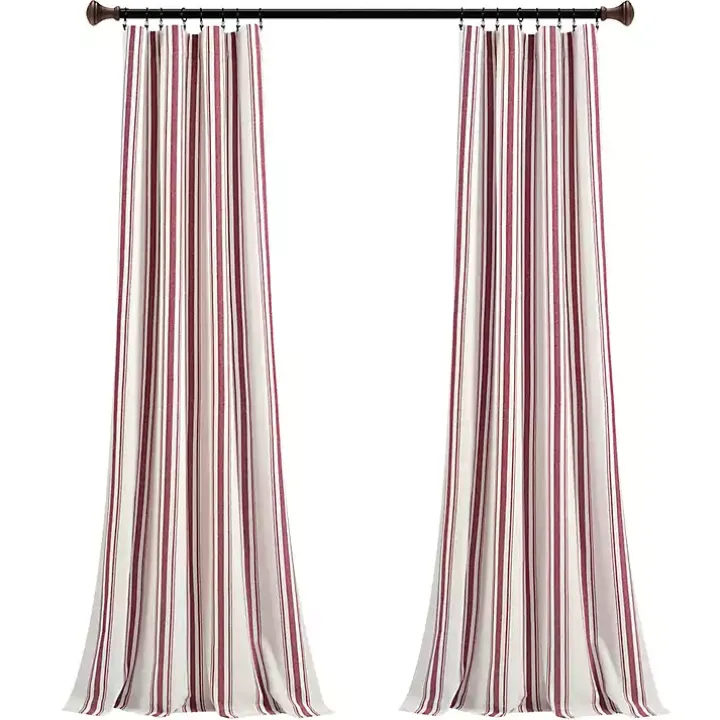 Red Stripe Farmhouse Curtain Panel Set, 95 in.