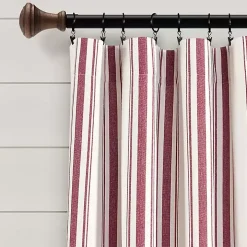 Red Stripe Farmhouse Curtain Panel Set, 95 in.