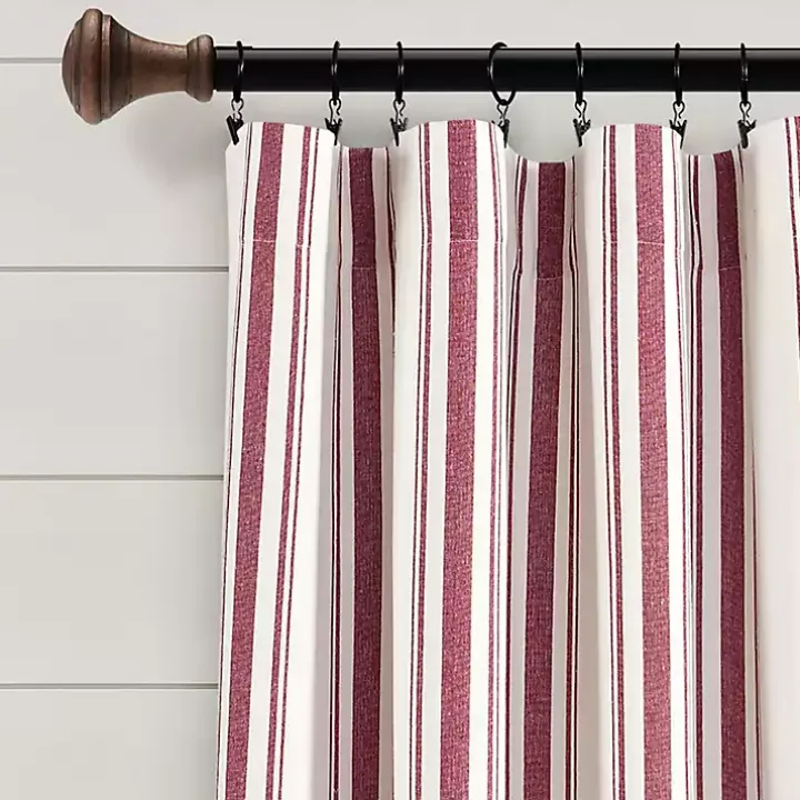 Red Stripe Farmhouse Curtain Panel Set, 95 in.